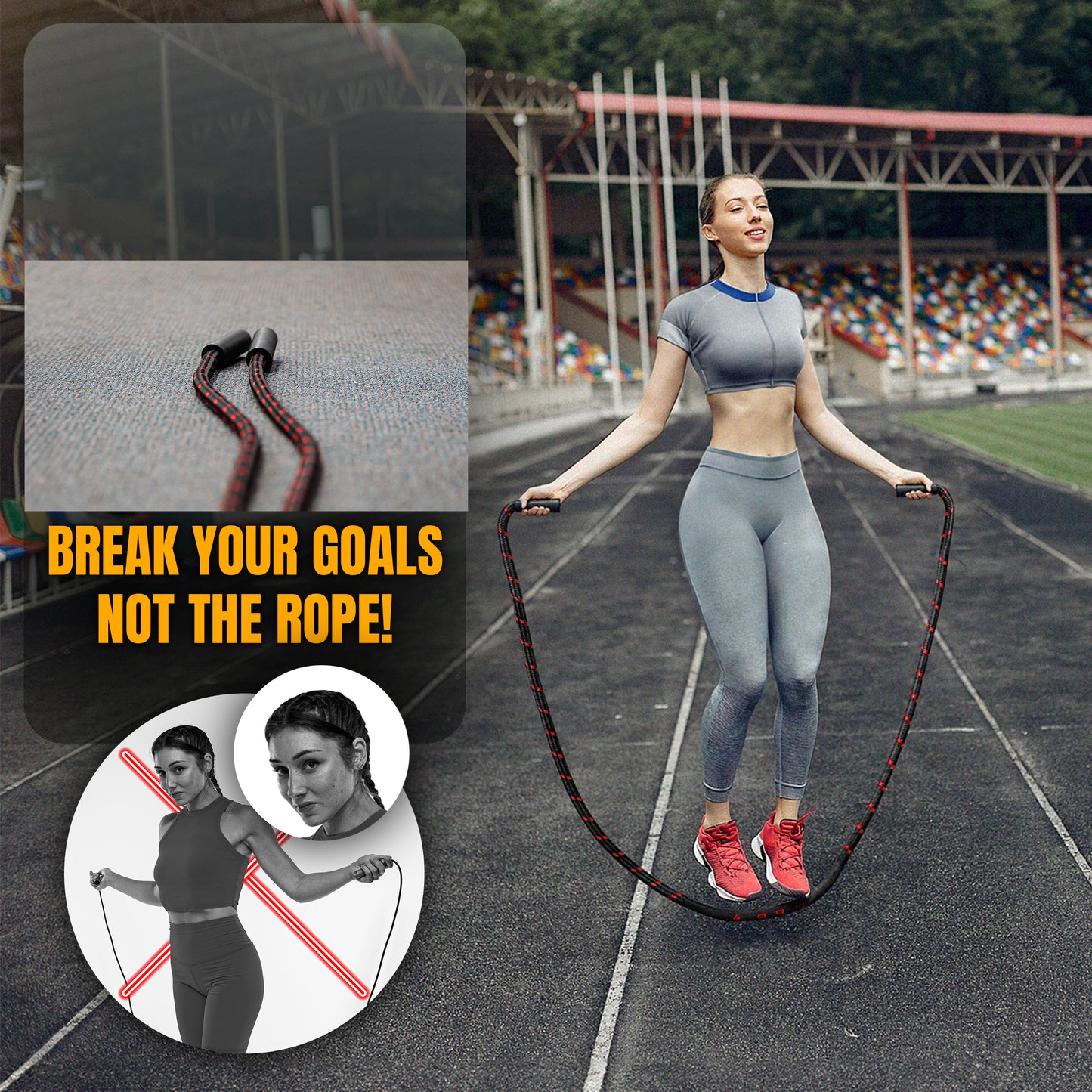 Heavy Jump Rope with 360-Degree Rotating Handles